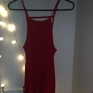 Red Open Back Fit and Flare Dress